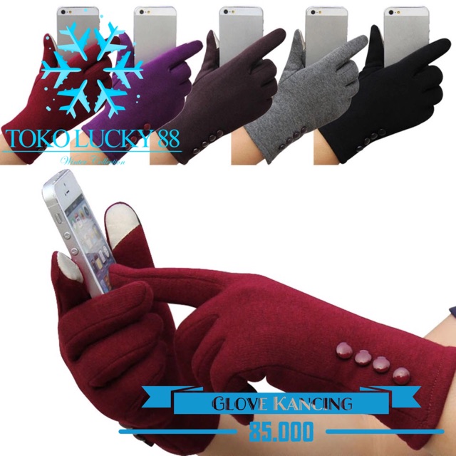 IMPORT MOLLAD Glove Kancing Sarung tangan thermal touchscreen Wanita Musim Dingin model Kancing Woman Glove Winter IMPORT