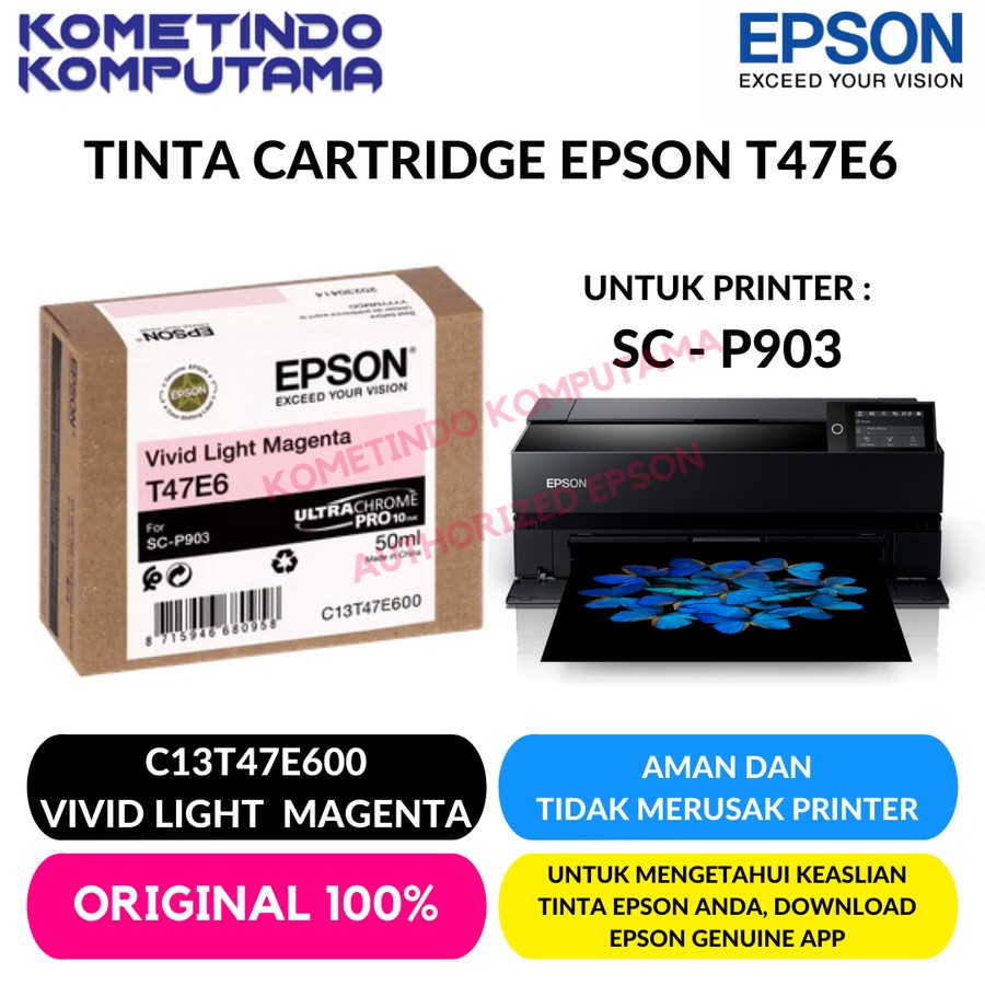 SC-P903 VIVID LIGHT MAGENTA TINTA CATRIDGE EPSON SureColour C13T47E600 T47E6 T47E ORIGINAL 100%