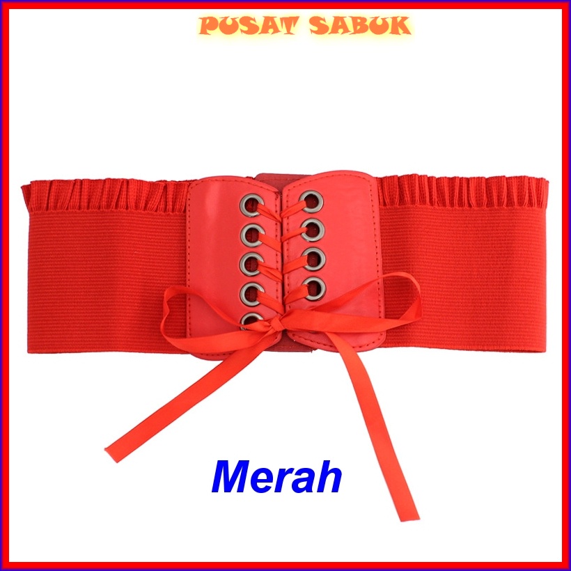 Belt  Ikat Pinggang Fashion Lebar Sabuk Wanita Obi Karet Women Gesper Korset Cewek Korea Oby Besar Jumbo Big size Gasper Hitam Gemuk Cantik Mewah