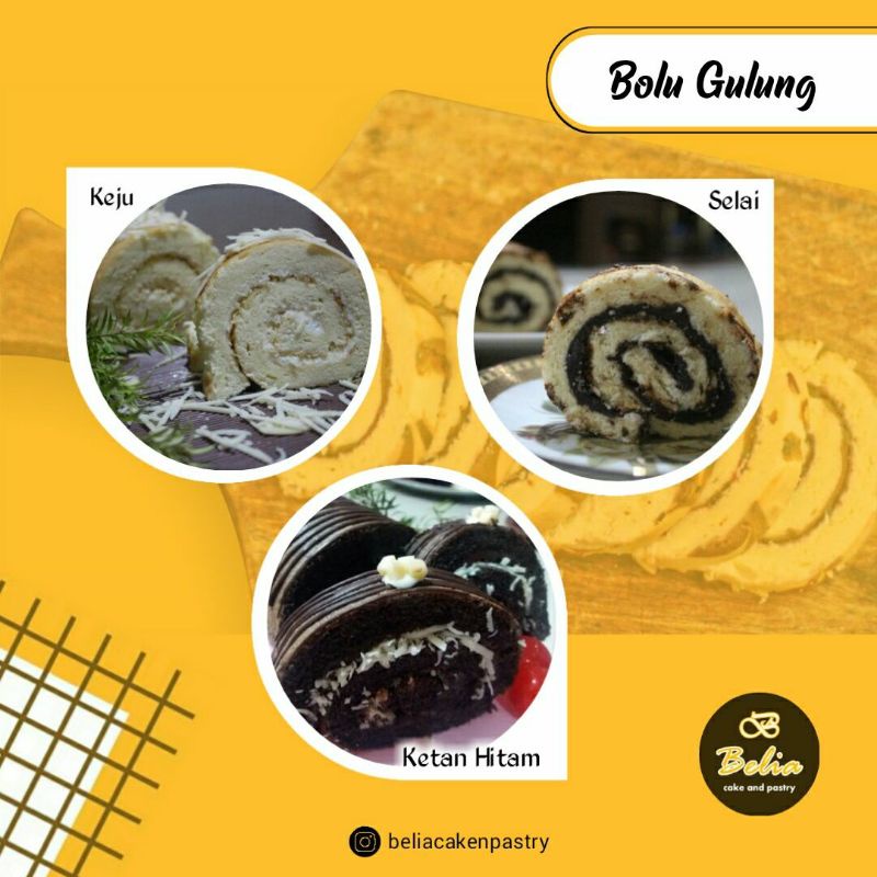 

Belia - Bolu Gulung - ketan hitam / selai coklat / keju