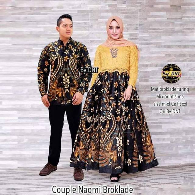 Couple gamis batik kombinasi brukat