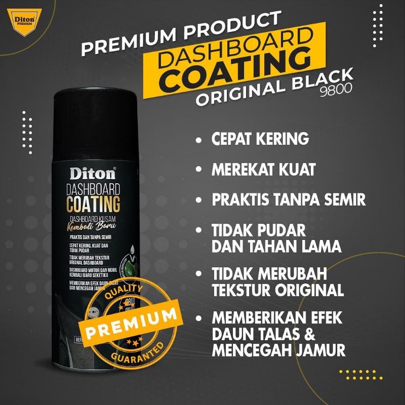 DITON Premium Dashboard Coating Pengkilap Motor dan Mobil - Kilap Seperti Baru (Original Black 9800 Original Red 9801 Original Yellow 9802 Original Orange 9803 Original Blue 9804 Original Grey 9805 Original Maroon 9806 Original Brown 9807 (400cc)