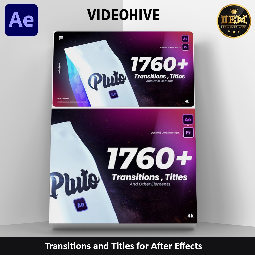 Pluto 1760+ Transitions and Titles - After Effects Project Files