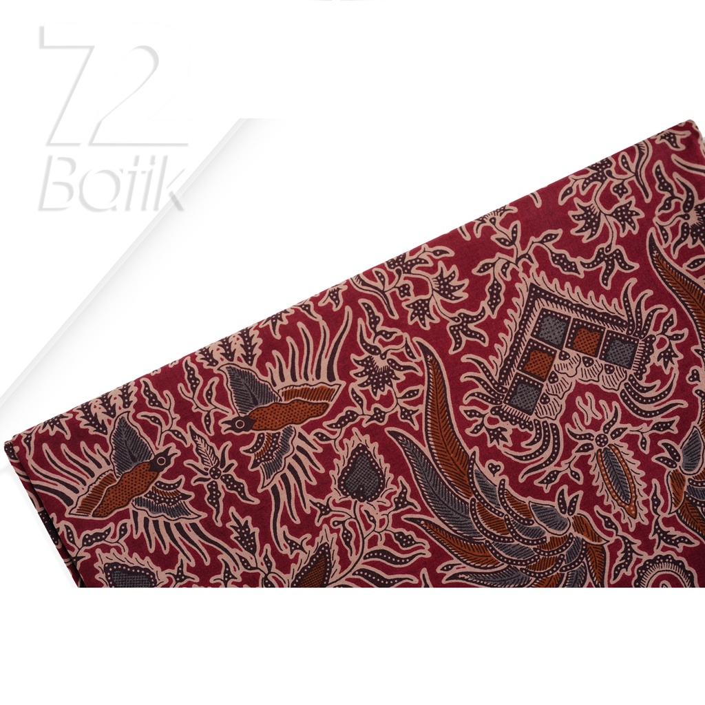 BAHAN BATIK PREMIUM Katun Motif Sayap Warna Merah 722149 Cap 72 Jarik Jarit Samping Kebat Panjang Batik Katun Modern Premium Bahan Seragam Batik Pernikahan Kantor Keluarga Murah Kamen Jadi Batik Bali Lembaran