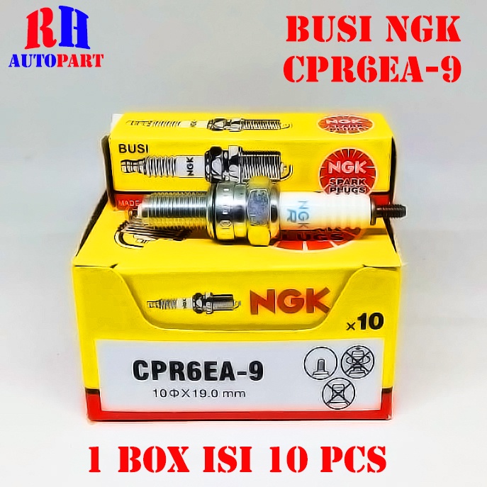 BUSI NGK CPR6EA-9 VIXION BEAT VARIO SCOOPY SUPRA X 125 MX KHARISMA SATRIA FU 150 SHOGUN RR 125 NMAX XEON BYSON MEGA PRO CB150 250 BUSI NGK CPR6EA-9 / 1 BOX ISI 10 PCS