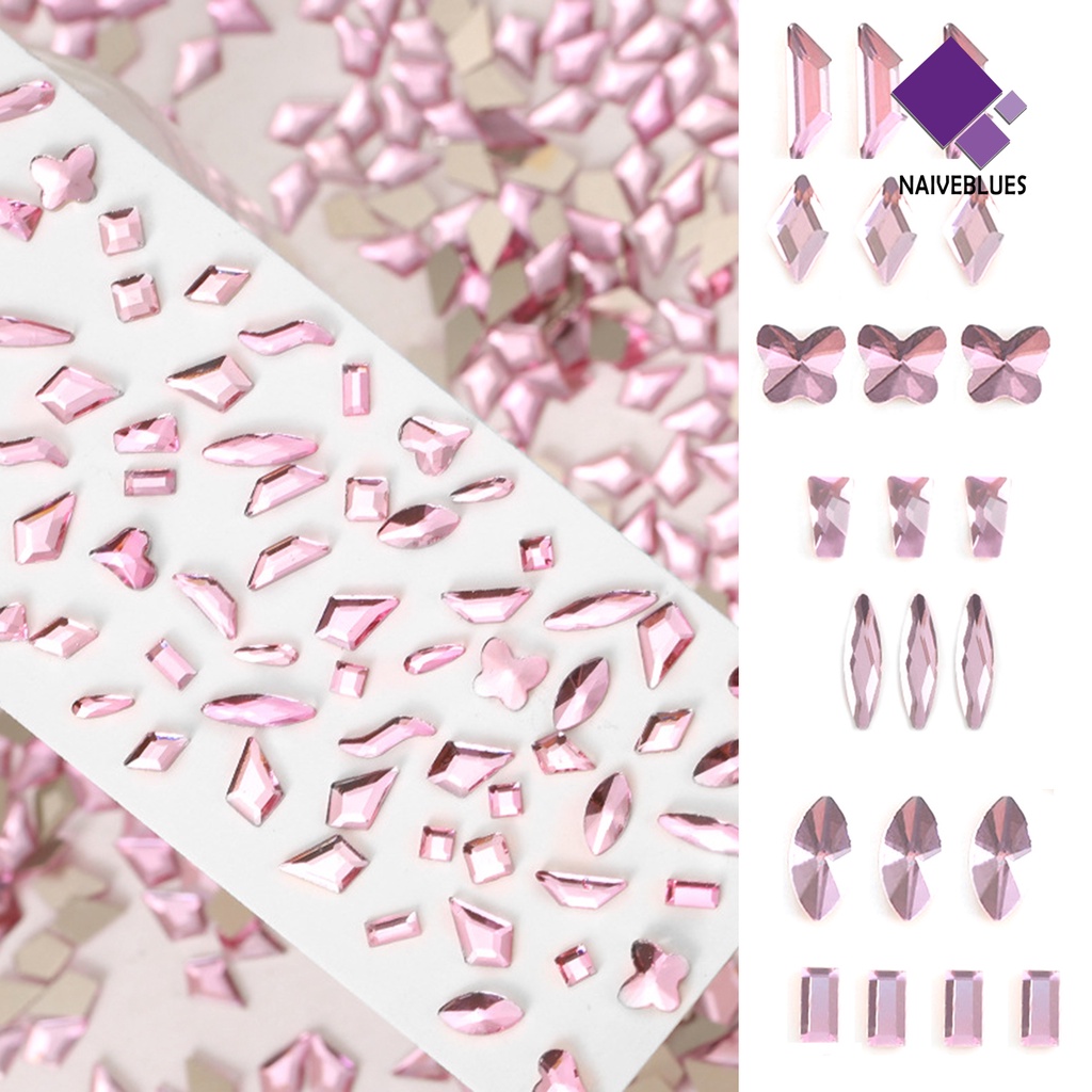 50pcs Ornamen 3D Bentuk Irregular Bahan Resin Warna Pink Untuk Dekorasi Nail Art