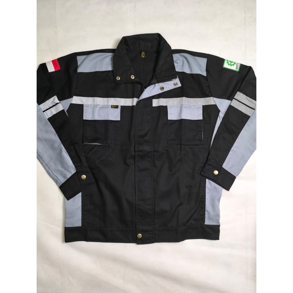 Wearpack Atasan Semi Jaket | Baju Safety Abu - Abu Hitam