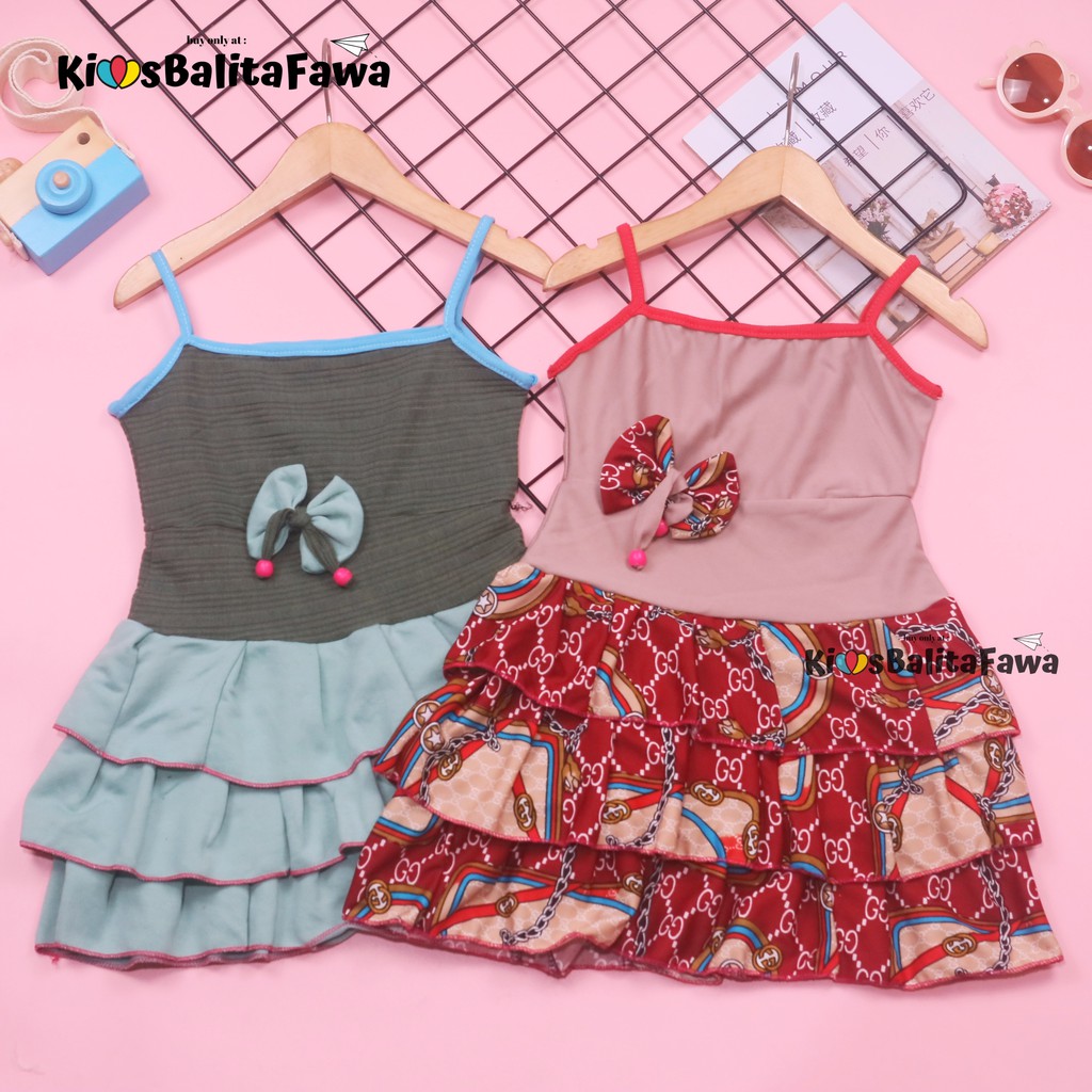 Dress Valerie uk 1-2 Tahun / Tank top Yukensi Baju Anak Perempuan Adem Kaos Dres Murah Pakaian Pesta