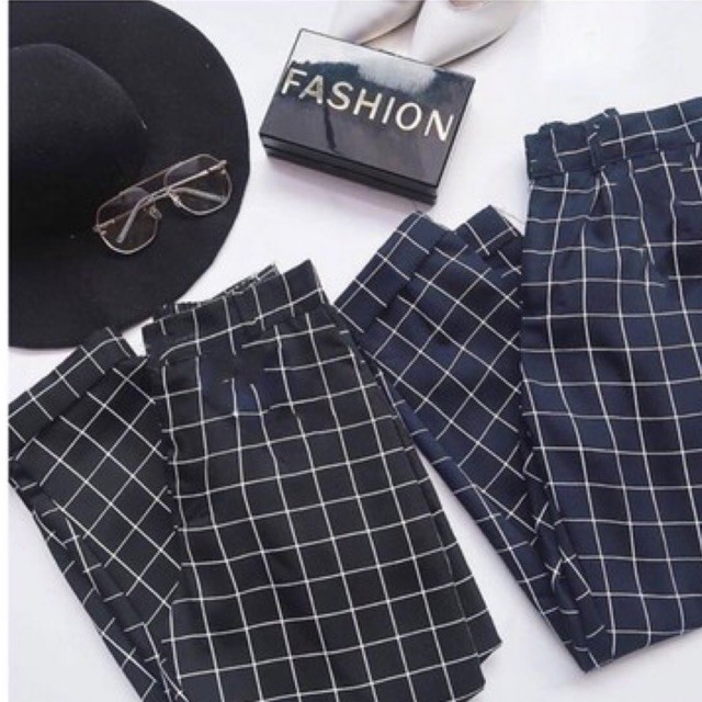 CELANA BAHAN KAIN MOTIF KOTAK KOTAK