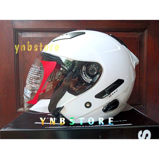Helm KYT Galaxy Slide Solid Polos White Putih Halfface double visor