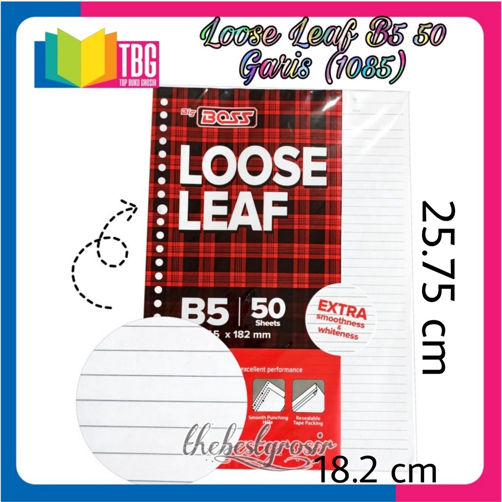 

1 PAK (50 LEMBAR) LOOSE LEAF B5 GARIS BIG BOSS / ISI BINDER B5 GARIS / REFILL BINDER B5 GARIS (R-1085)