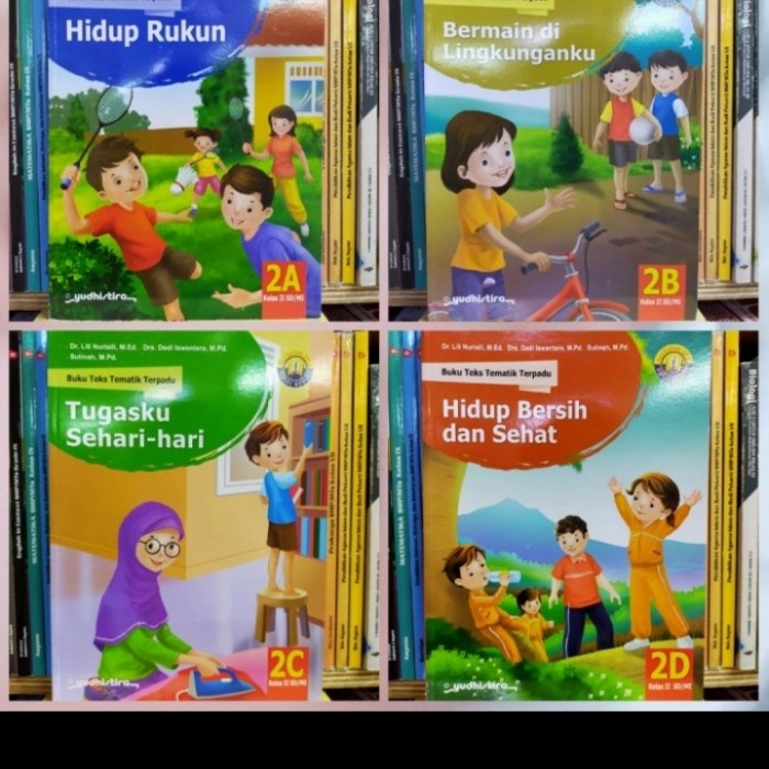 

❤BISA COD❤ PAKET Buku SD Kelas 2 A B C D Teks tematik Terpadu Yudhistira