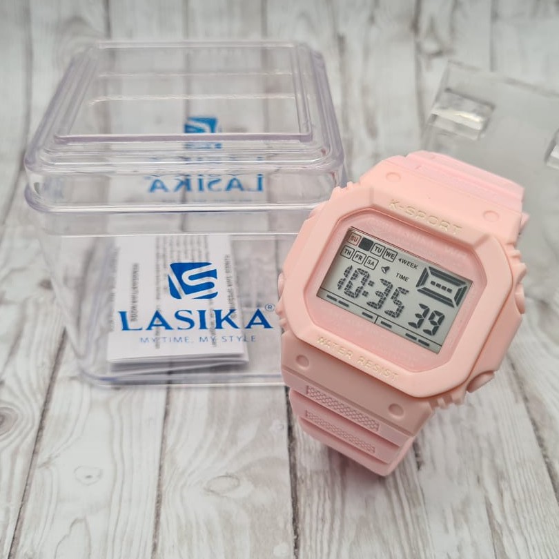 BONUS BOX Jam Tangan Sport Wanita Digital LASIKA L8109 Soft Tali Warna Tahan Air