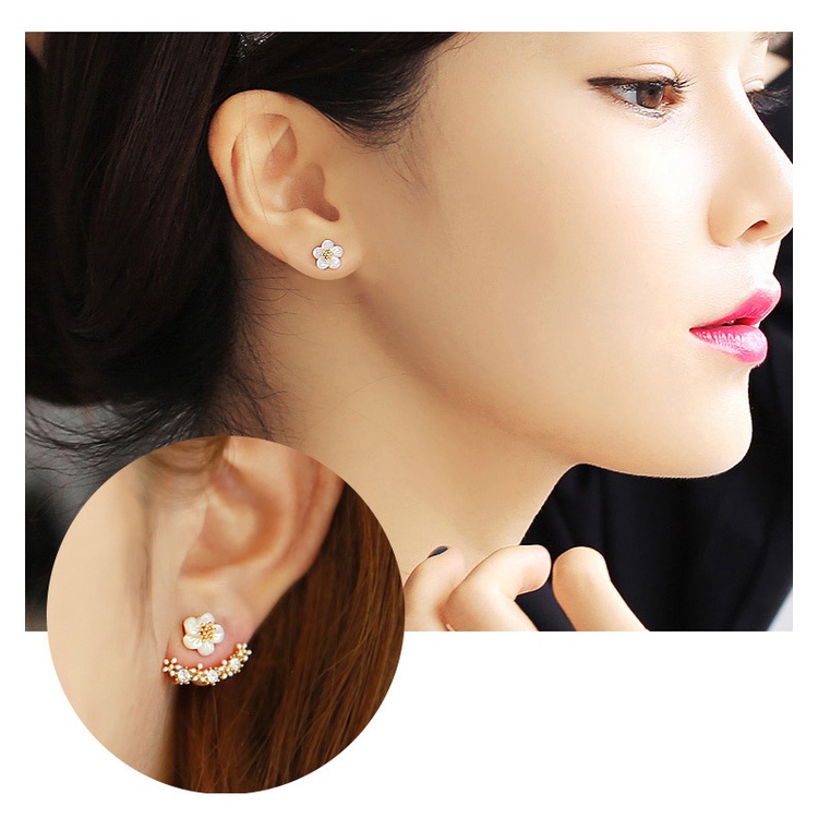 Sterling silver jarum gaya Korea little Daisy stud anting-anting bunga anting-anting