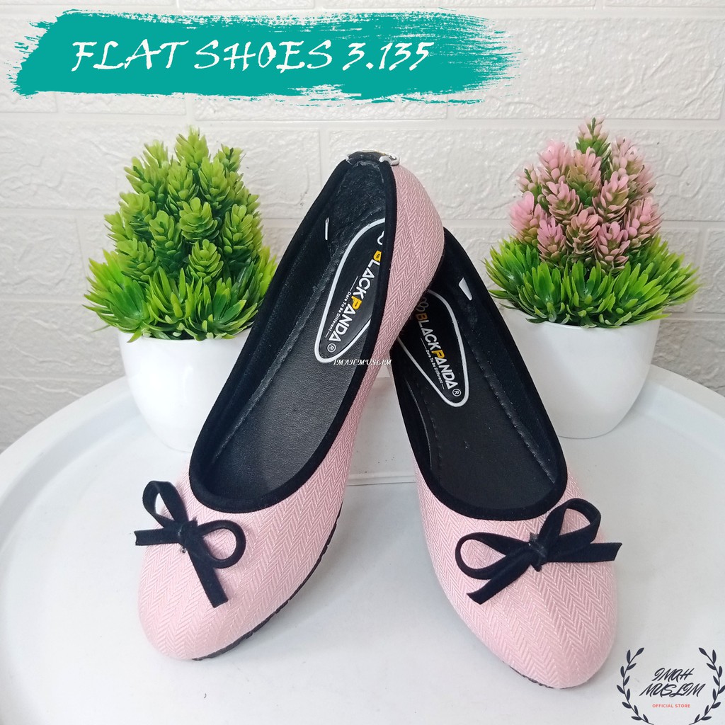 SEPATU WANITA FLATSHOES BLACKPANDA MOTIF GARIS DAN PITA MURAH BISA COD