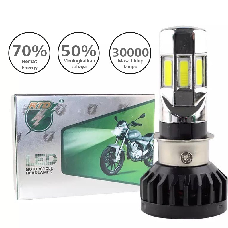 Lampu Motor Led RTD 6 Sisi 25 Watt Led Motorcycle Headlight TE-0110-001 Putih-4