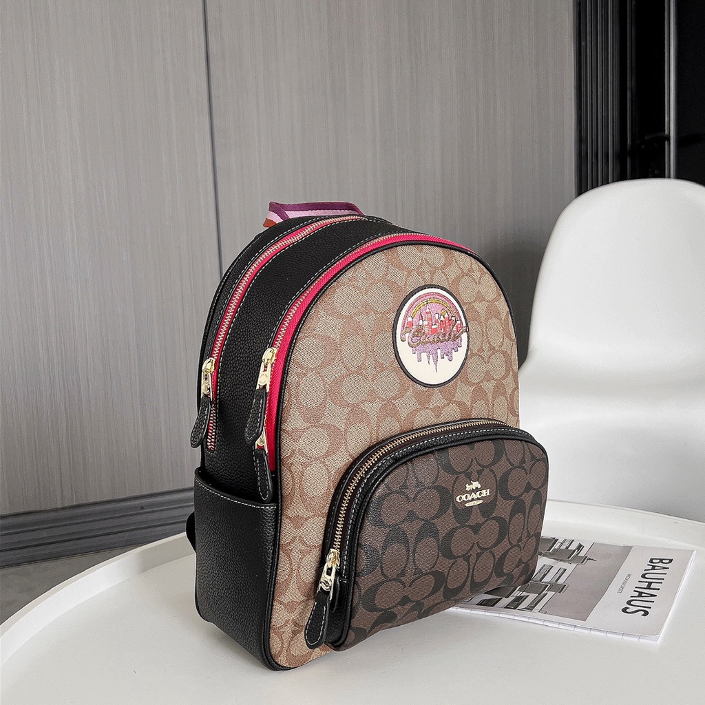 coach 6920 Ole Christmas limited edition ladies medium multicolor leather zipper backpack backpack schoolba  beibao