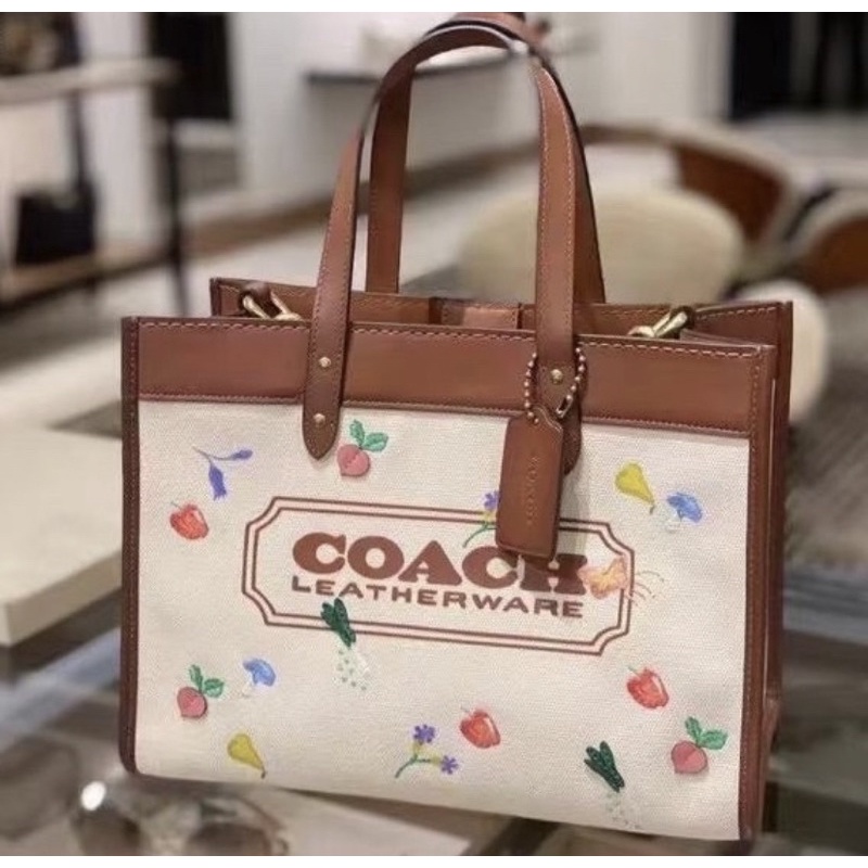 Coach Field Tote 30 With Garden Embroidery Coach Badge (C2773)