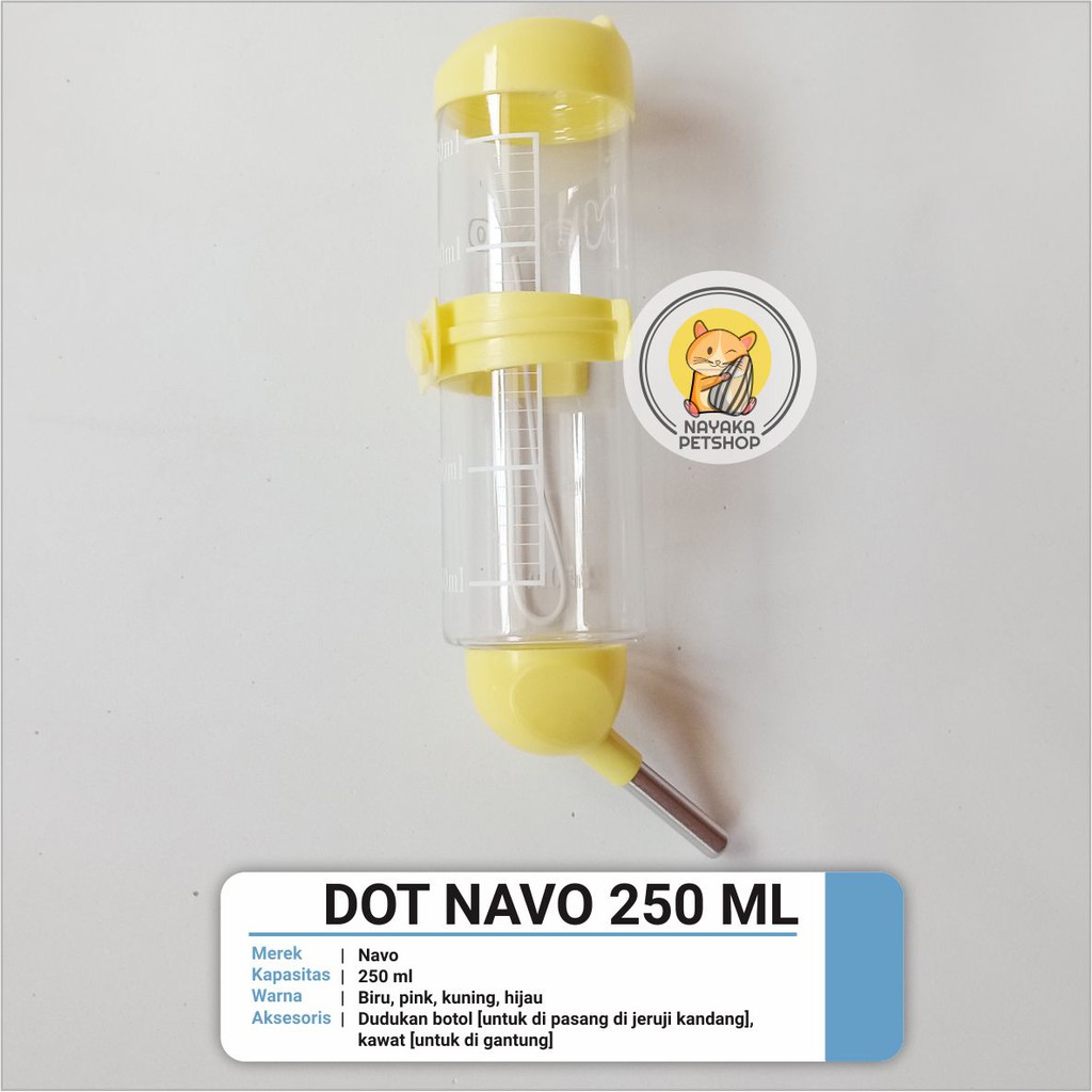 Navo 250 ml Dot Botol Tempat Minum Hewan Hamster Tupai Bajing Gerbil Sugar Glider Tikus