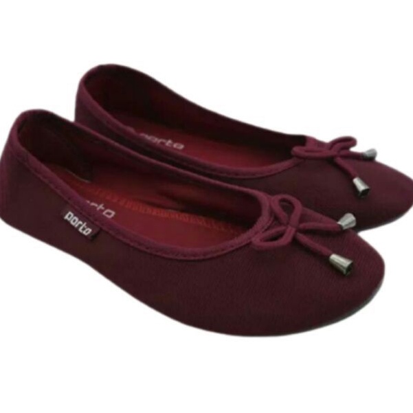 BA202 - Sepatu Flat Shoes Wanita Porto Motif Pita Kecil Korea Size 36 - 40