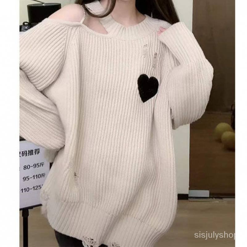 #Sisjuly# Sweter Rajut Wanita Sweter Off-shoulder Yang Disukai Wanita