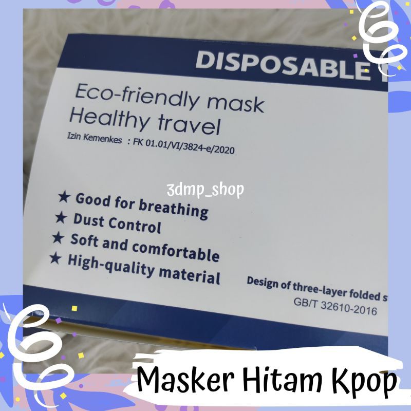 [Isi 50] Masker Hitam Earloop dan Hijab BT21 Anak