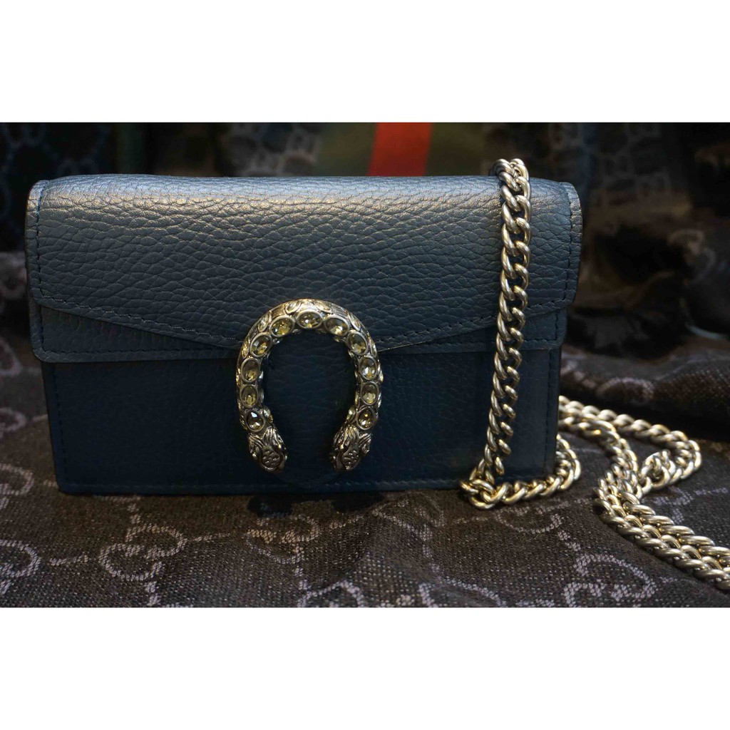 Tas Selempang Rantai Wanita Gucci Navy Silver