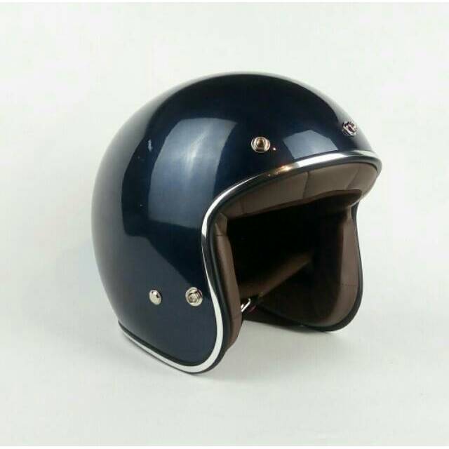 Helm Motor Retro Boulter NAVY Blue