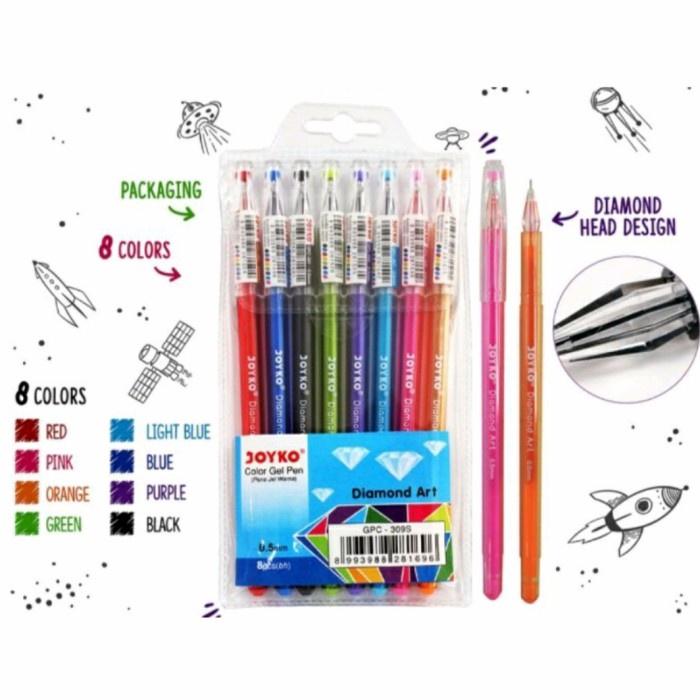 

Mantap Pulpen Joyko Gel Diamond Art Gpc-309 8 Warna Hot Sale