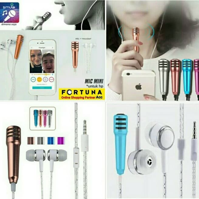 Headsfree Microphone Mini Smule / Headset MIC SMULE/ MIC  KARAOKE DAN MINI KTV