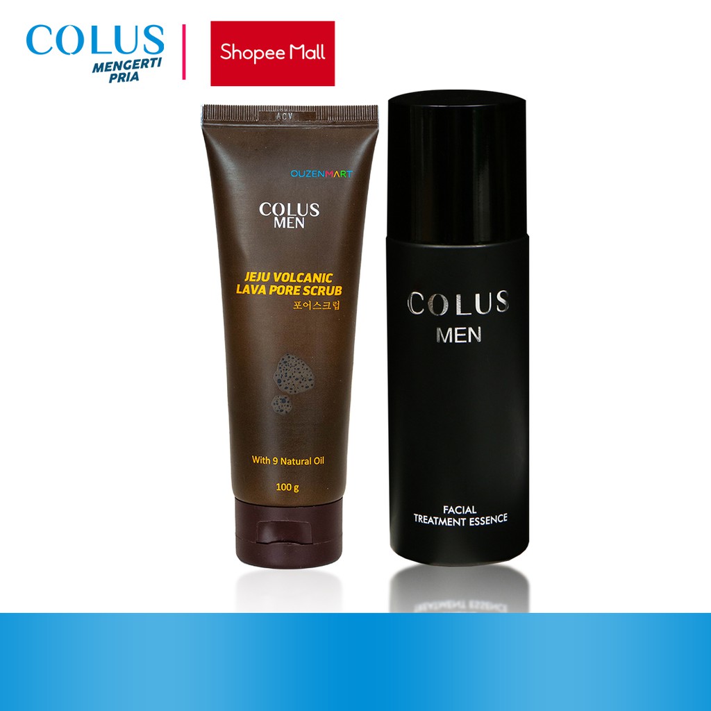 Kotak Paket CerahColus men jeju volcanic lava scrub + colus Essence