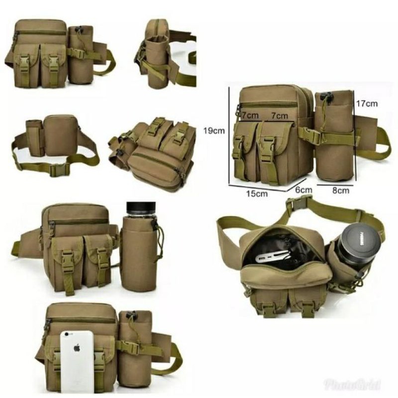 Slempang Slempang Free Tempat Botol army TACTICAL ( HARGA GROSIR ) Tas Pinggang Pria Wanita