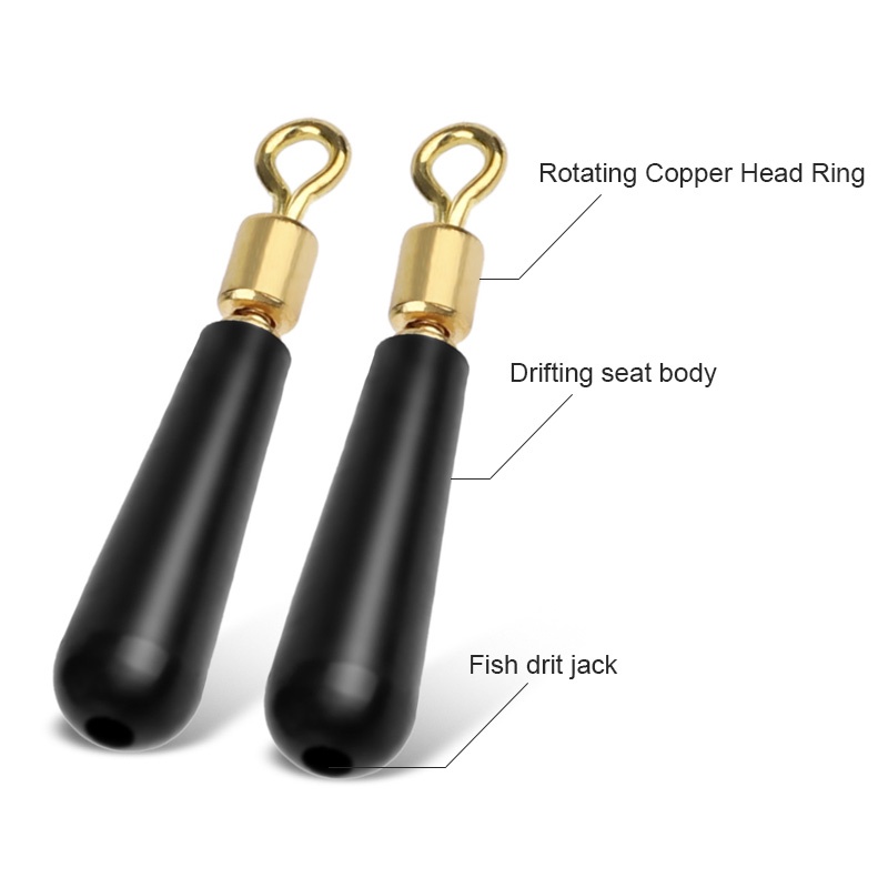 10pcs Pelampung Pancing Bahan Karet Dengan Kepala Tembaga