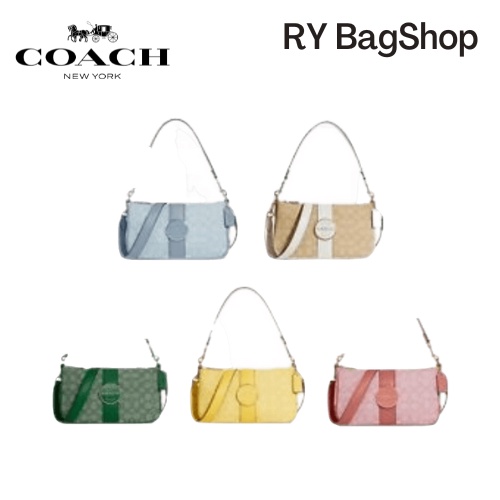Coach C8306 Lonnie Baguette In Signature Jacquard Women Crossbody Sling Shoulder Mahjong Bag
