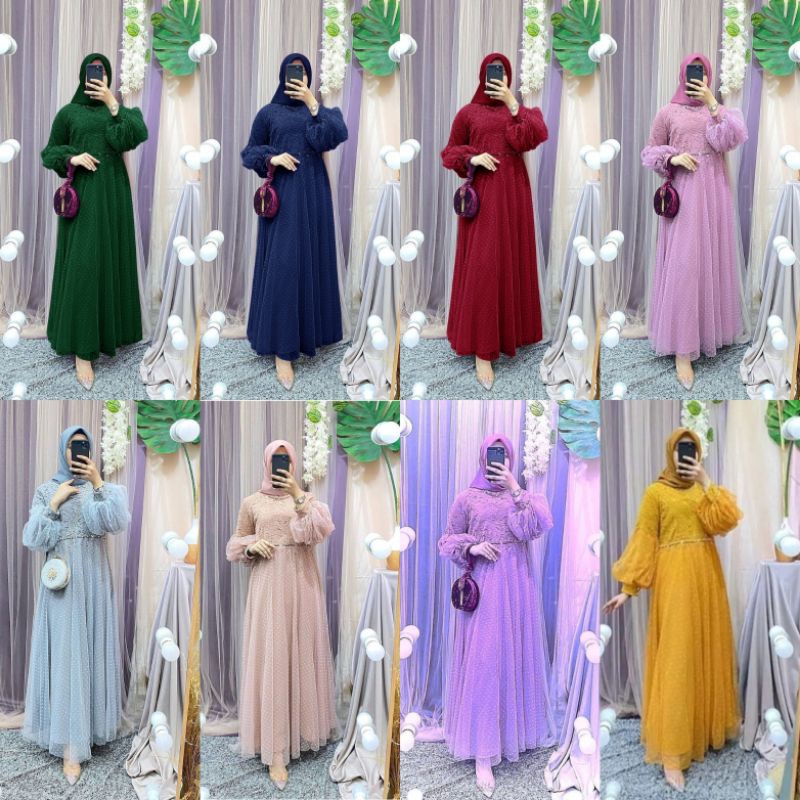 MAXI SALSA BROKAT GLITER/TILE DOT/DRESS INAH BROKAT/GAMIS MUSLIMAH PESTA PREMIUM GOOD QUALITY