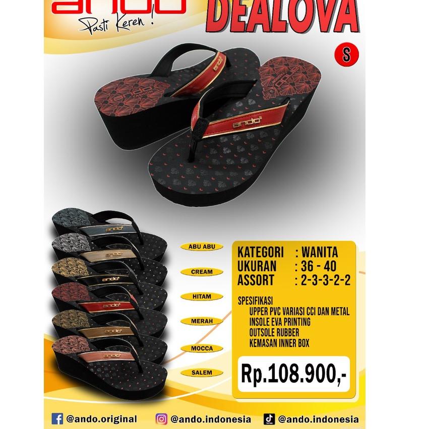 Tidak Diragukan.. Sandal Jepit Wedges Ando Dealova Wanita Terbaru 2022