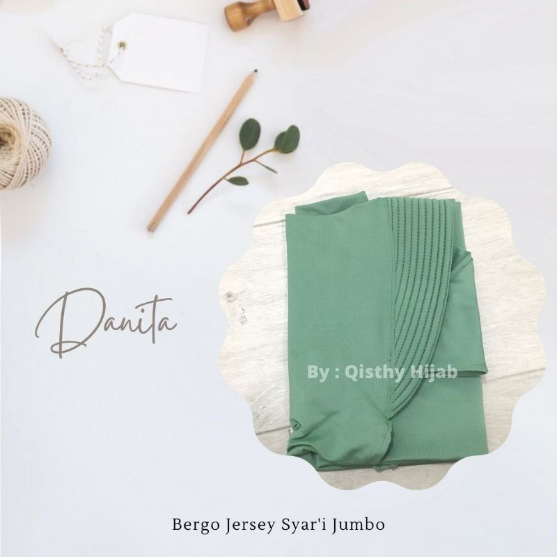 Danita Bergo Jumbo Syar'i | Hijab Instan Syar'i | Khimar Daily Instan Bergo Original | Hijab Menutup Dada | Kerudung Instan Jersey | Hijab Bergo Jersey Jumbo | Hijab jersey Khimar Murah | Khimar Jumbo  Syar'i | Jilbab Pengajian | Khimar Jumbo Premium-New Hijau Sage