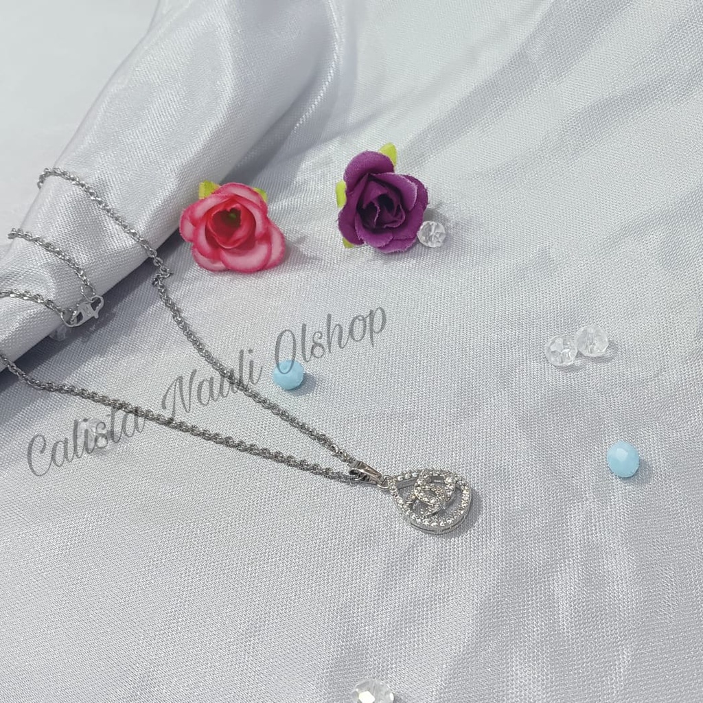 SET DEWASA RANTAI LOGO BRANDED SILVER PERHIASAN EMAS  KOREA ANTI KARAT DAN ANTI LUNTUR