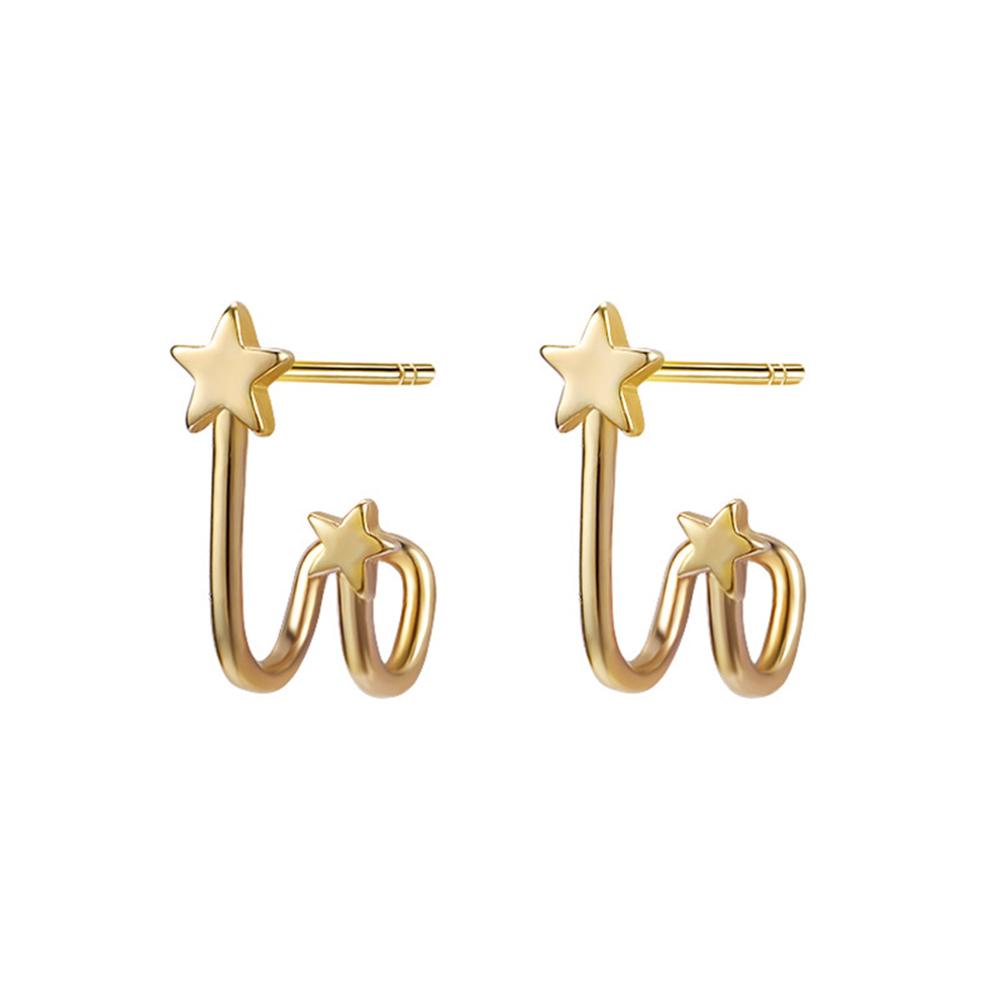 Needway   Stud Earrings Mewah Perempuan Double-layer Bintang Mini Lucu Sederhana Perhiasan Wanita