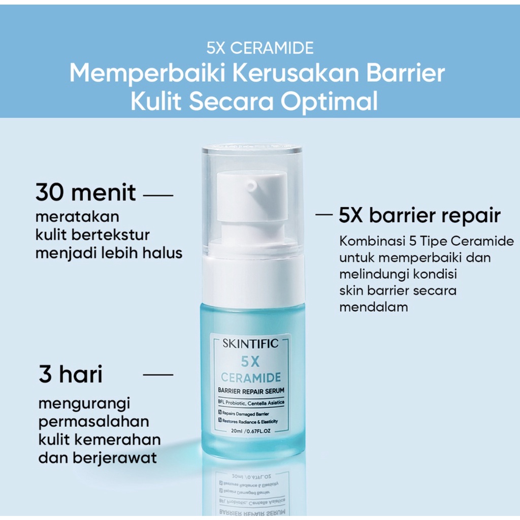 SKINTIFIC Face &amp; Skincare Repair Barrier Set 5X Ceramide Low pH Cleanser Gentle Cleanser 80Ml &amp; 5X Ceramide Barrier Repair Moisturize Gel Moisturizer 30G &amp; 5X Ceramide Soothing Toner &amp;  5x ceramider repair serum