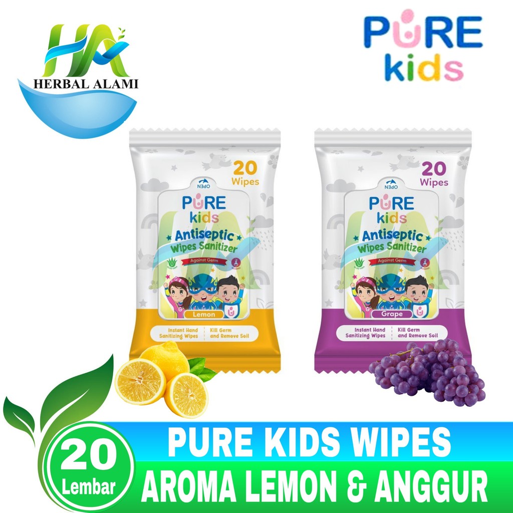 Pure Kids Antiseptic Wipes Sanitizer isi 20