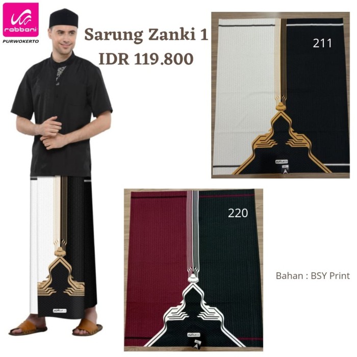 Sarung Palestine Rabbani - Sarung Zanki 1 - 211 Hitam-Putih