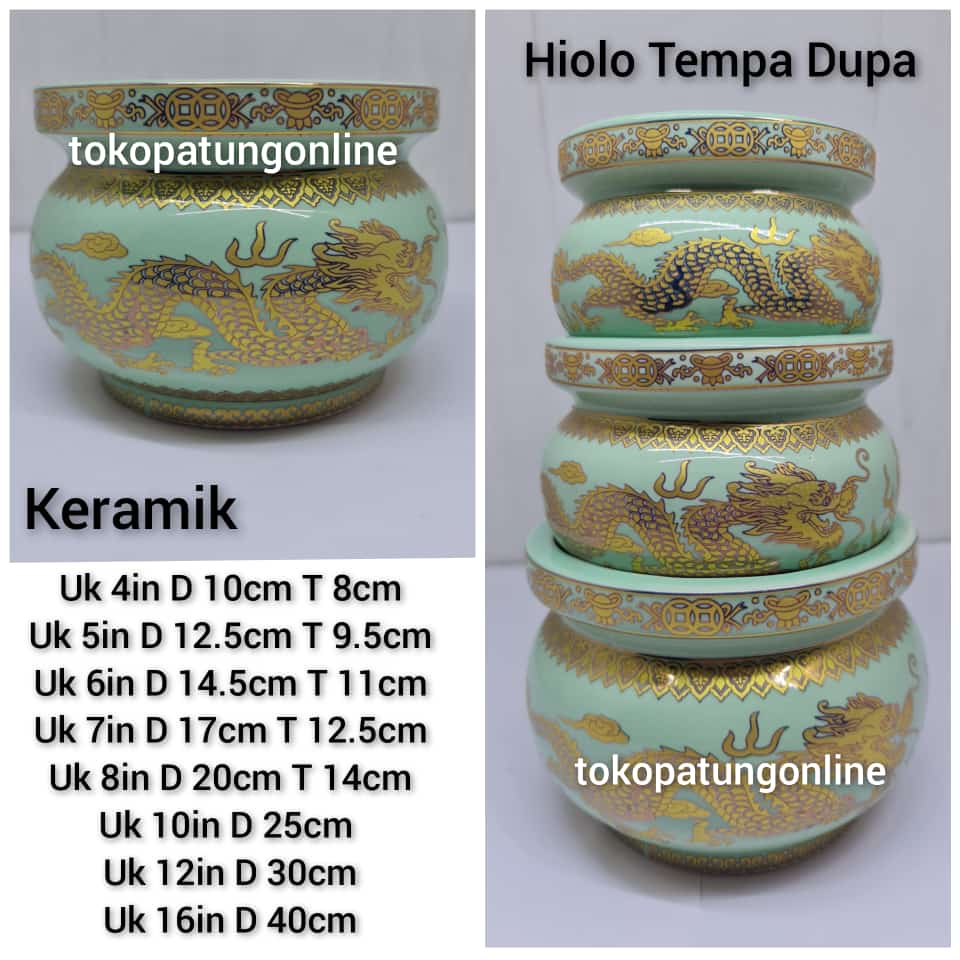 Hiolo Tempat Dupa Keramik Naga Hijau 016 16in