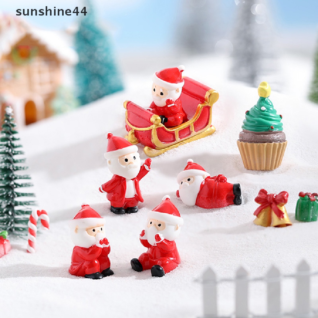 Sunshine 1PC Miniatur Santa Claus / Snowman Bahan Resin Untuk Dekorasi Lansekap Mikro