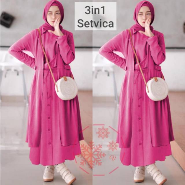 XC - Stelan Wanita 3IN1 SETVICA / Stelan Trendy Wanita / Stelan Muslim Wanita Model Casual Bingits