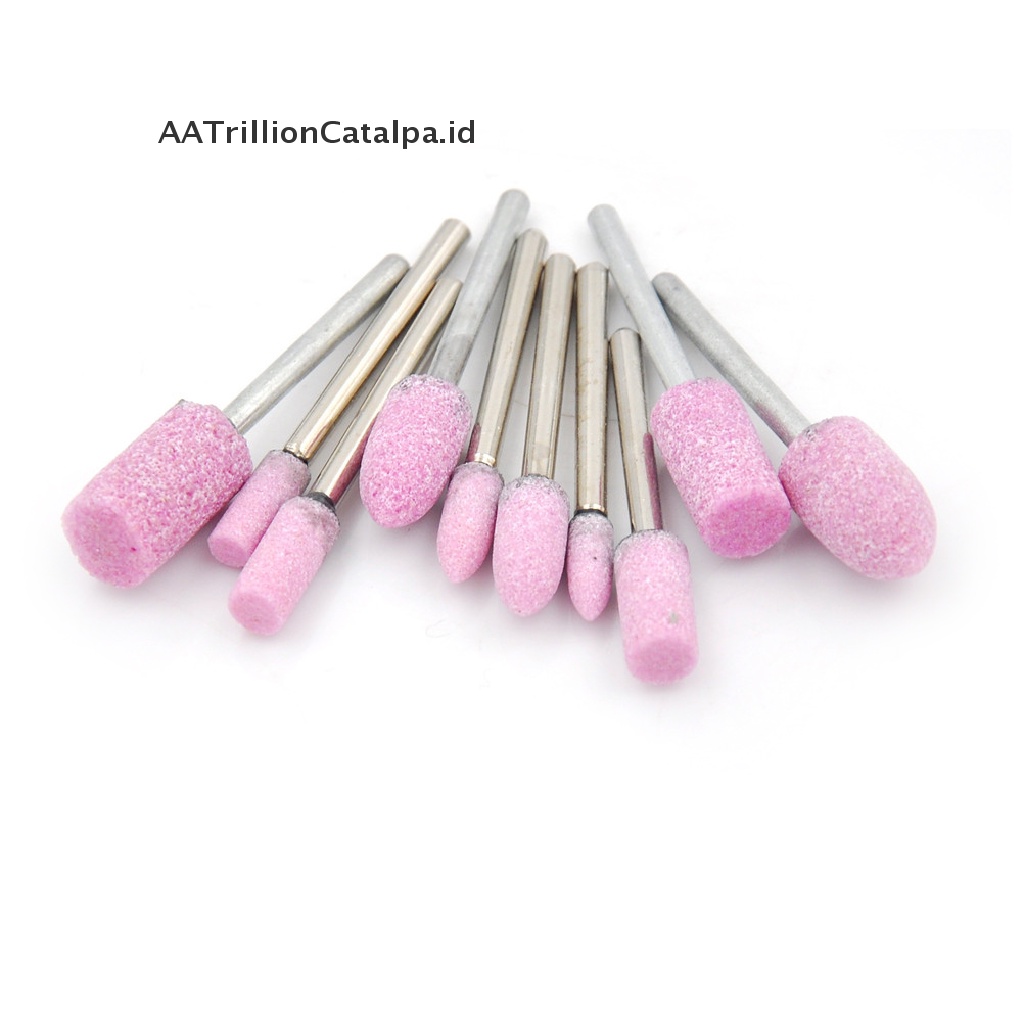 (AATrillionCatalpa) 10pcs Mata Gerinda Poles Warna Pink