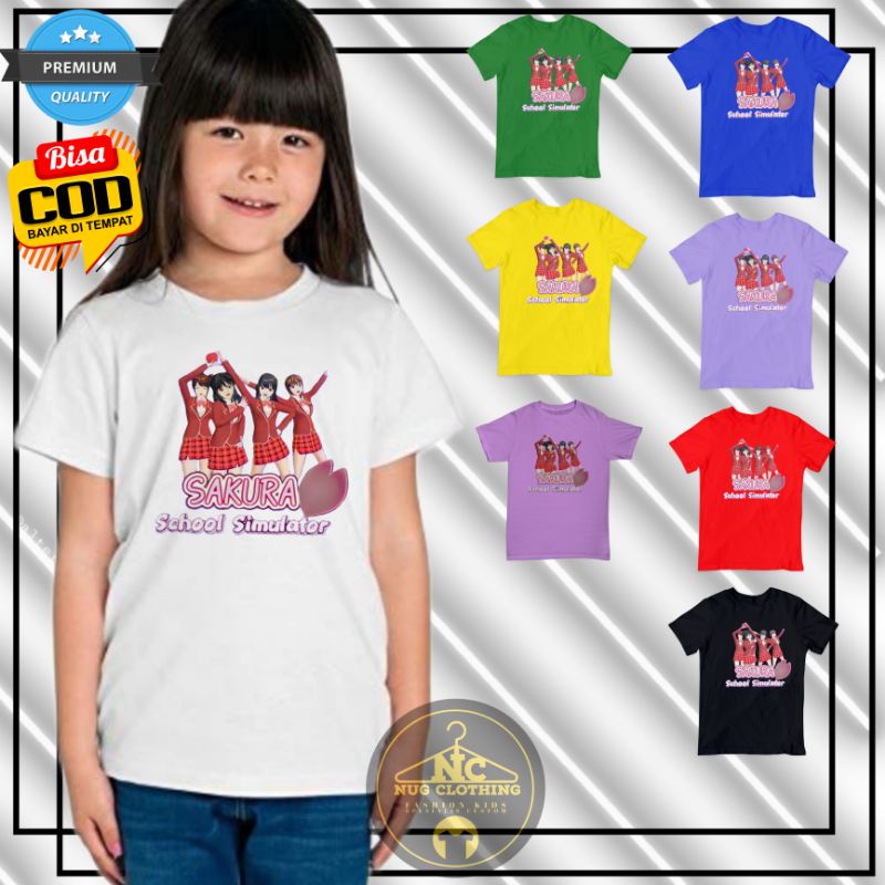 Kaos Anak Perempuan Sakura School Simulator Lengan Pendek Umur 1-10 Tahun