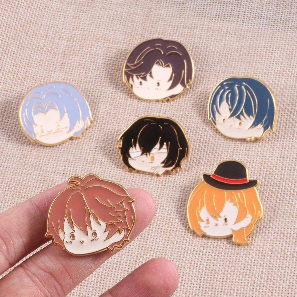 [Elegan] Bungo Anjing Liar Perhiasan Cosplay Jaket Pin Kartun Lencana Pin Kerah Pin Enamel Bros