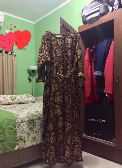 Ms Gamis Batik Sriwedari Maxi Super Jumbo Xxxxl Ld 128cm Bumil/busui Katun Sogan