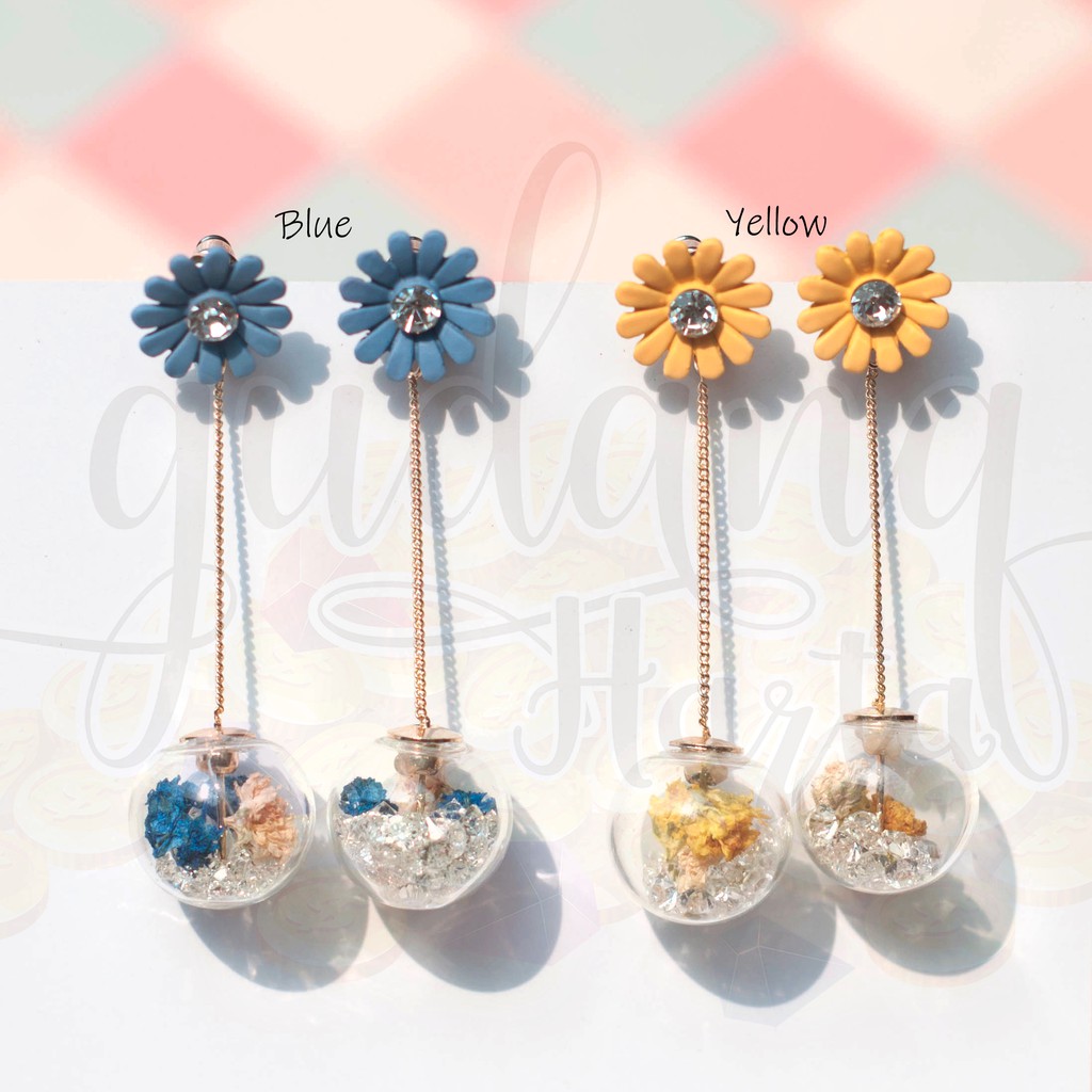 Anting Stud Dry Flowers Flower Bunga Panjang Unik Lucu GH 203753